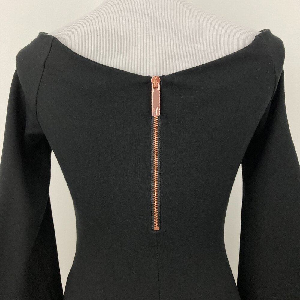 Ted Baker Iryne Bell Sleeved Bardot Top‎ Size 1 or US 4 Black Off The Shoulder - Picture 7 of 10